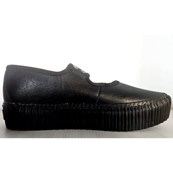Vans Mary Jane Creeper Shoes Grunge Core Black Leather Size Women's 6.5 Men's 5 - Picture 4 of 8